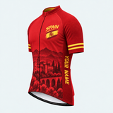 Men's Personalized Short Sleeve Cycling Jersey – Spain Bold Brush - Front 45°