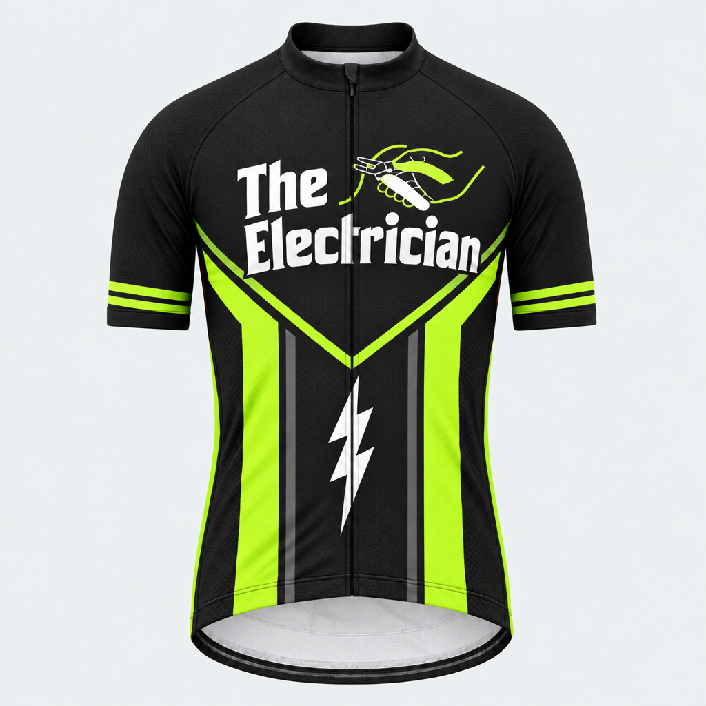 Men's Personalized Short Sleeve Cycling Jersey – The Electrician - Front
