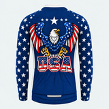 Men's Personalized Long Sleeve Cycling Jersey – US Patriotic Eagle Pride - Back