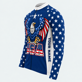 Men's Personalized Long Sleeve Cycling Jersey – US Patriotic Eagle Pride - Side