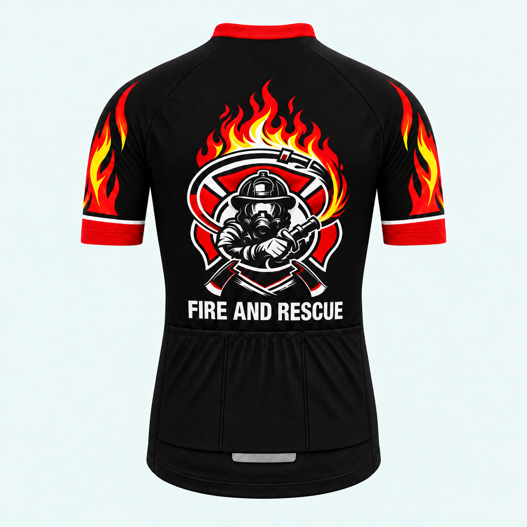 Men's Personalized Short Sleeve Cycling Jersey – US Fire Rescue Shield - Back