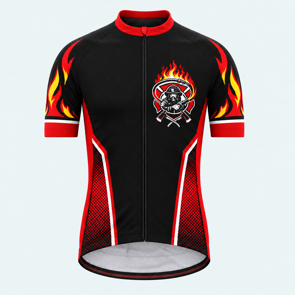 Men's Personalized Short Sleeve Cycling Jersey – US Fire Rescue Shield - Front
