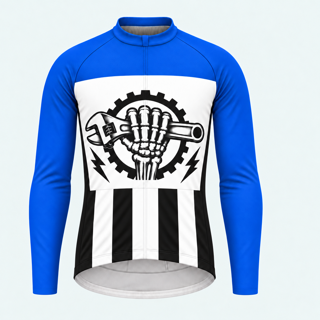 Men's Personalized Long Sleeve Cycling Jersey – Mechanic I Fix Sh!t & Know Things - Front