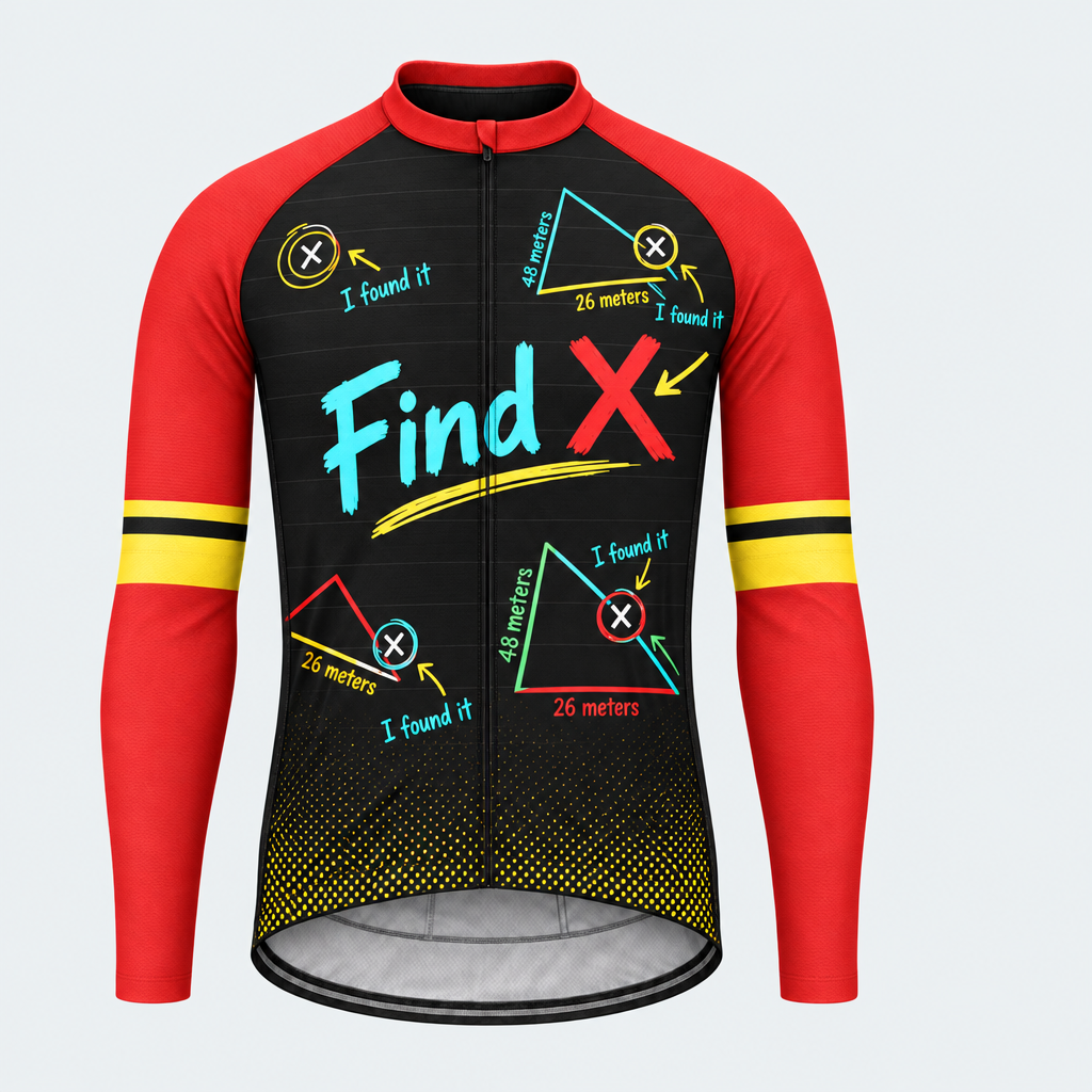 Men's Personalized Long Sleeve Cycling Jersey – Math Teacher Find X Geometry - Front