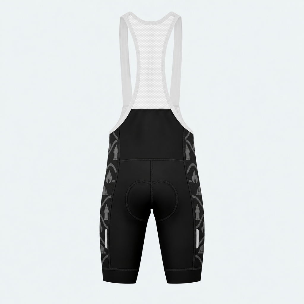 Men's US Firefighter Flame Cross Cycling Bib Shorts - Back