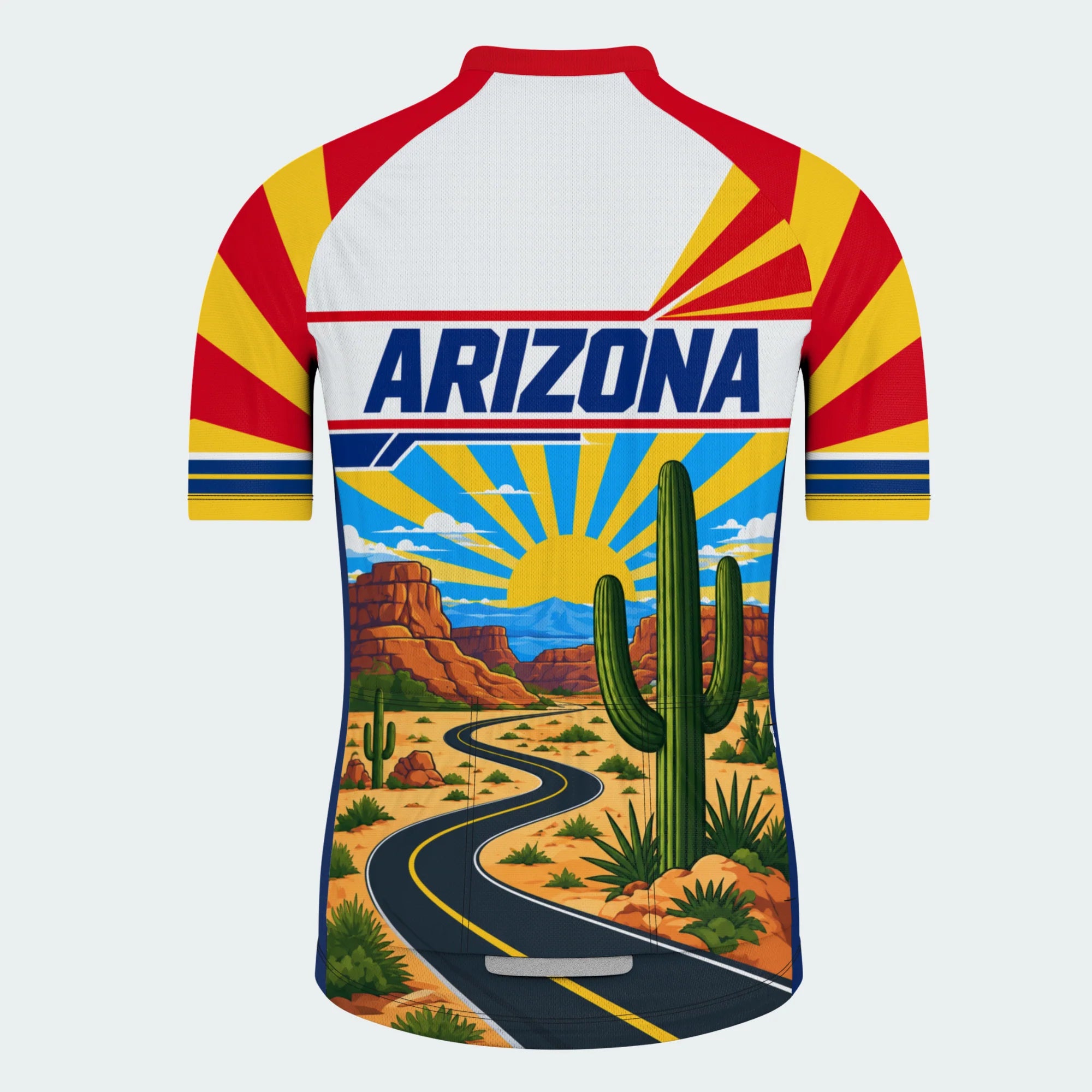 Men's Personalized Short Sleeve Cycling Jersey – Arizona Desert Road - Back