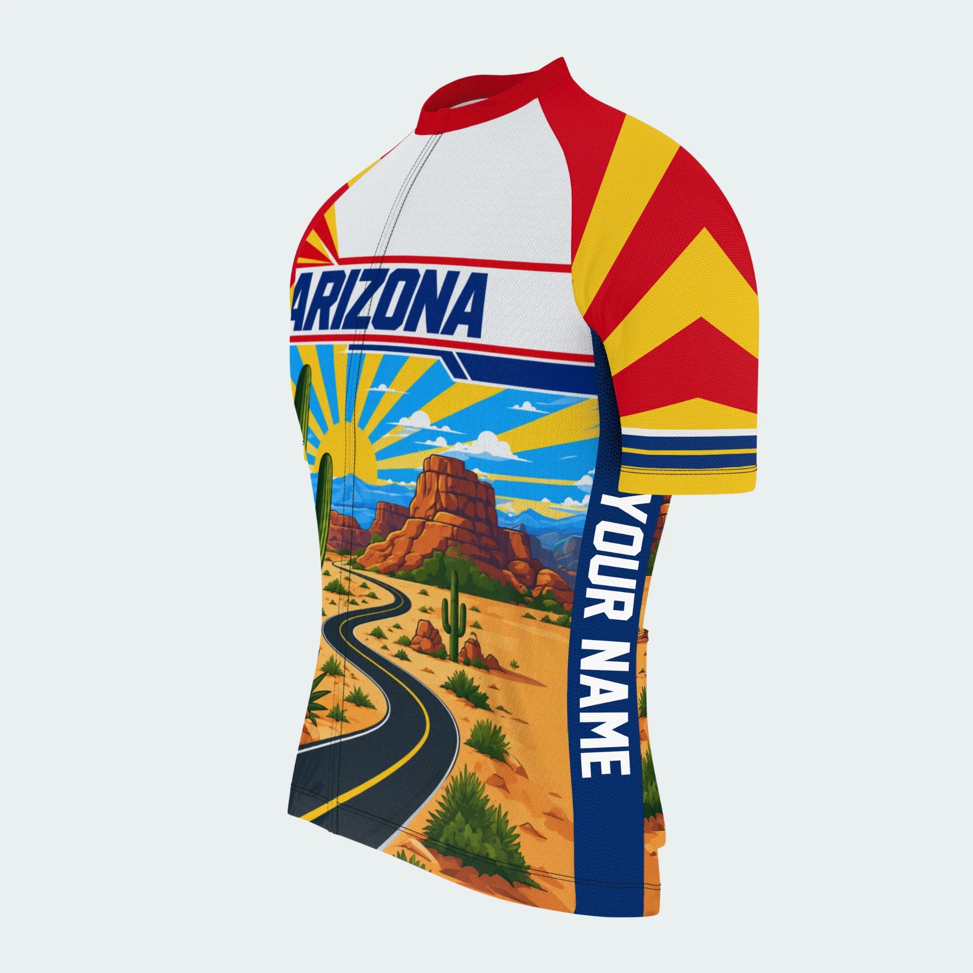 Men's Personalized Short Sleeve Cycling Jersey – Arizona Desert Road - Front 45°