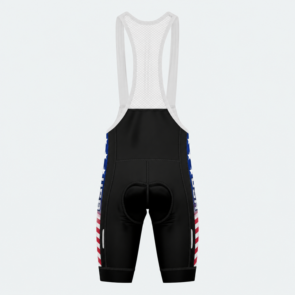 Men's USA Stars & Stripes Cycling Bib Shorts - Back