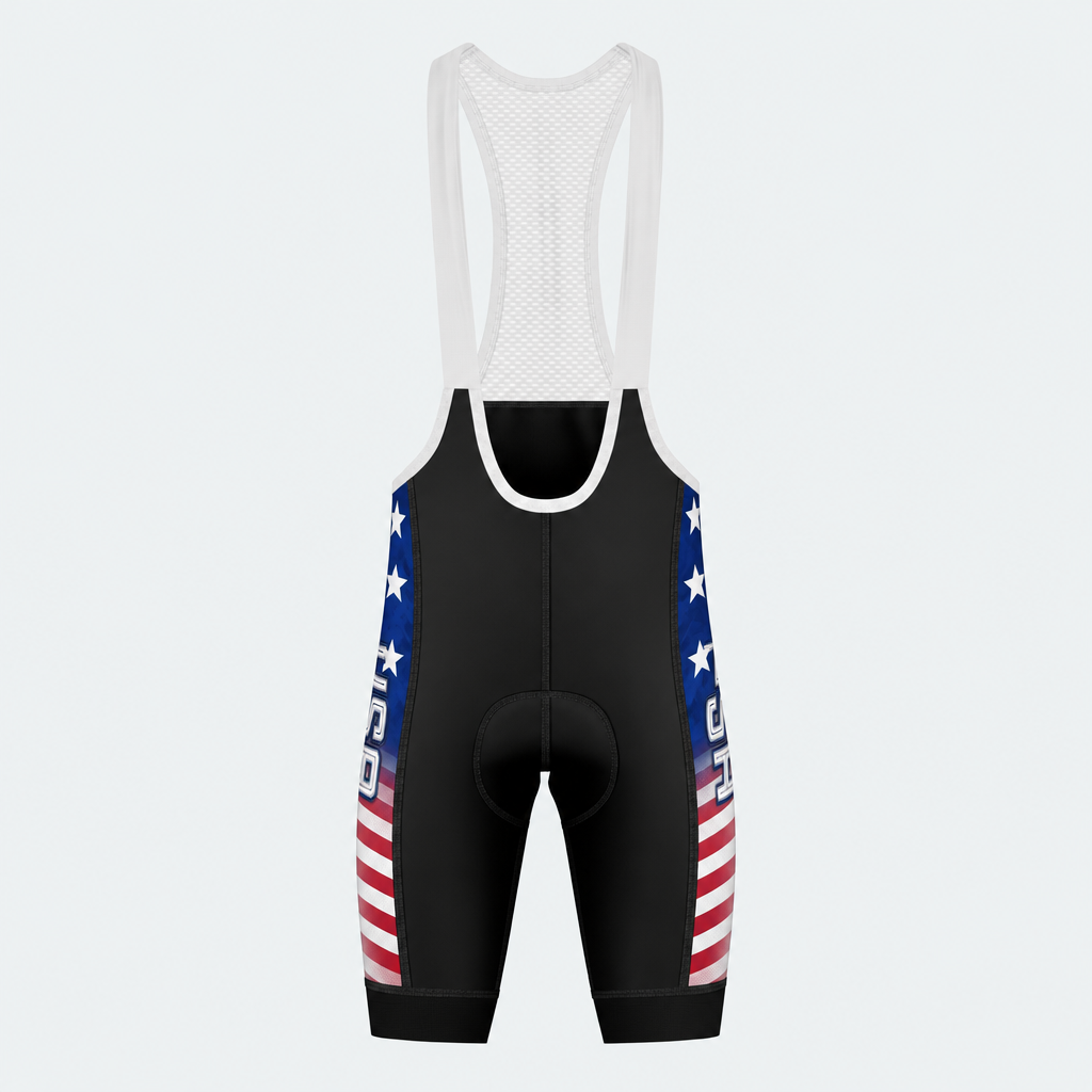 Men's USA Stars & Stripes Cycling Bib Shorts - Front