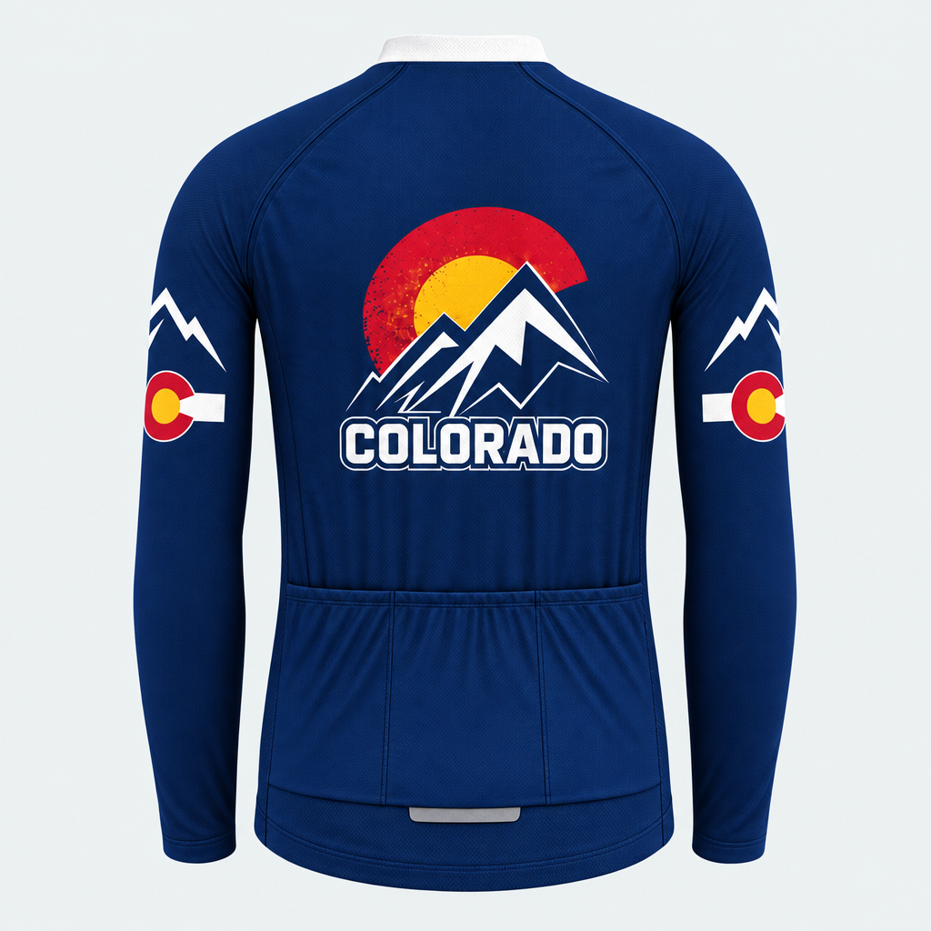 Men's Personalized Long Sleeve Cycling Jersey – Colorado Alpine Summit - Back
