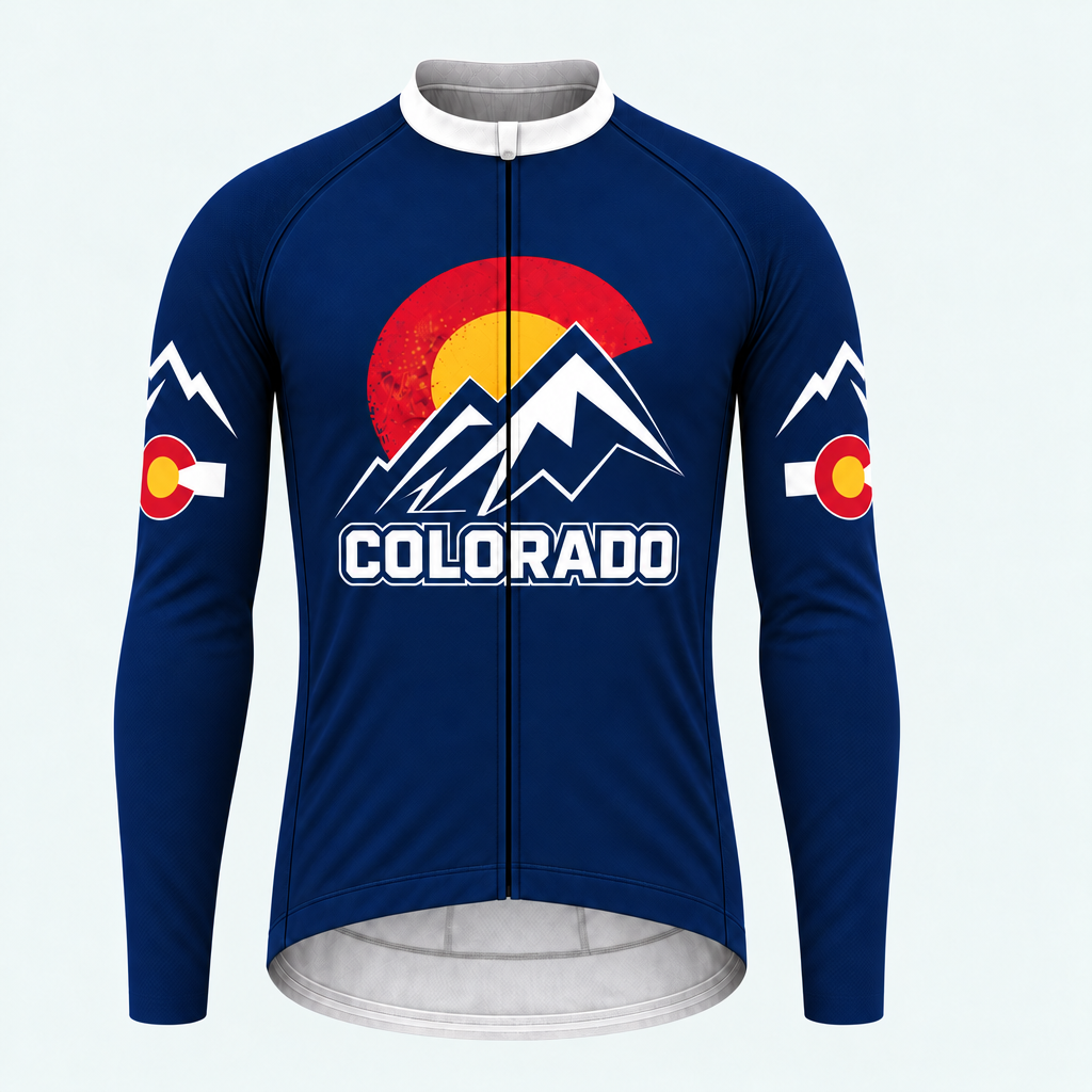 Men's Personalized Long Sleeve Cycling Jersey – Colorado Alpine Summit - Front