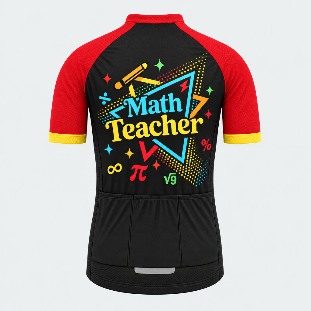 Men's Personalized Short Sleeve Cycling Jersey – Math Teacher Triangles - Back