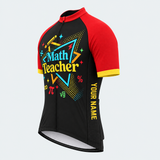 Men's Personalized Short Sleeve Cycling Jersey – Math Teacher Triangles - Front 45°