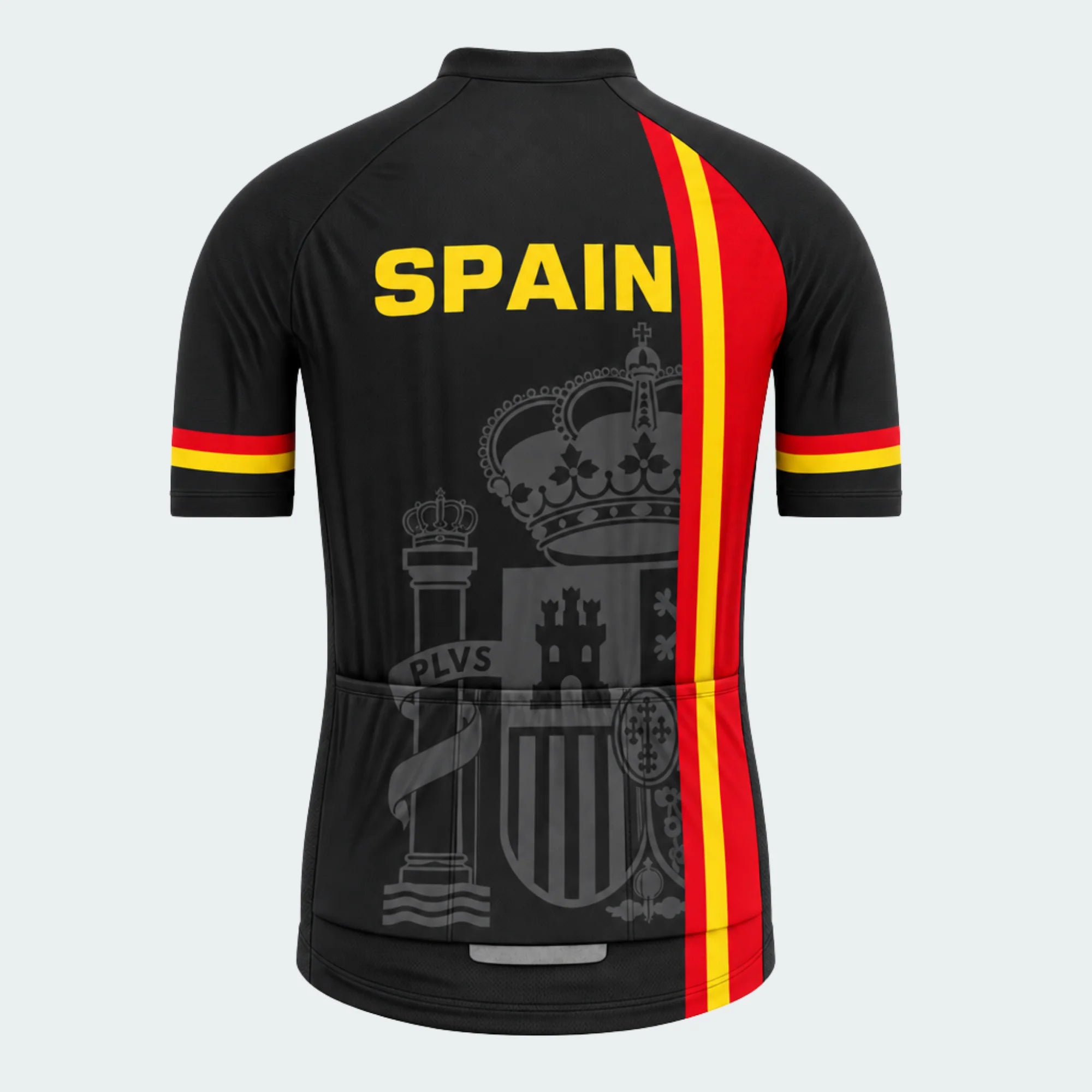 Men's Personalized Short Sleeve Cycling Jersey – Spain Heraldic Stripe - Back
