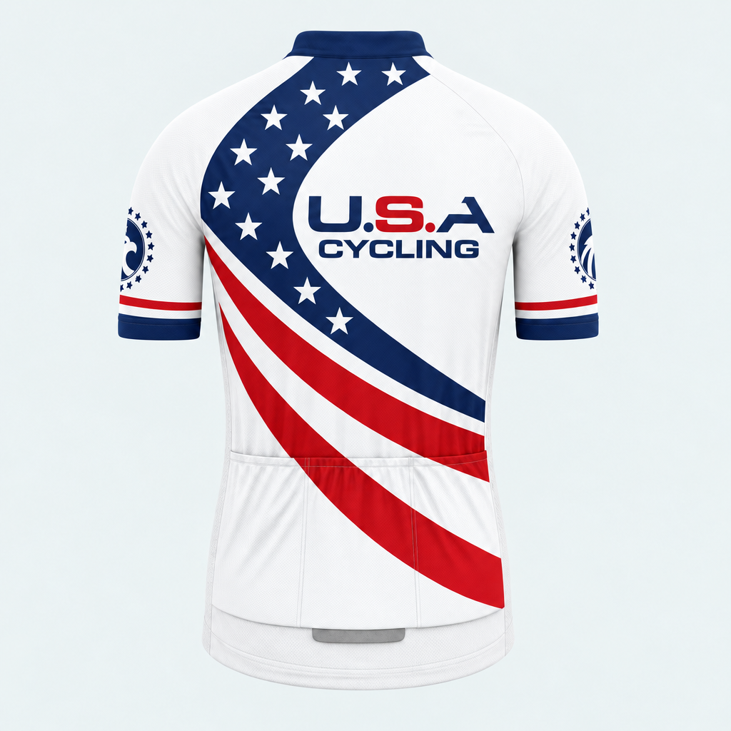 Men's Personalized Short Sleeve Cycling Jersey – US Patriotic USA Cycling - Back