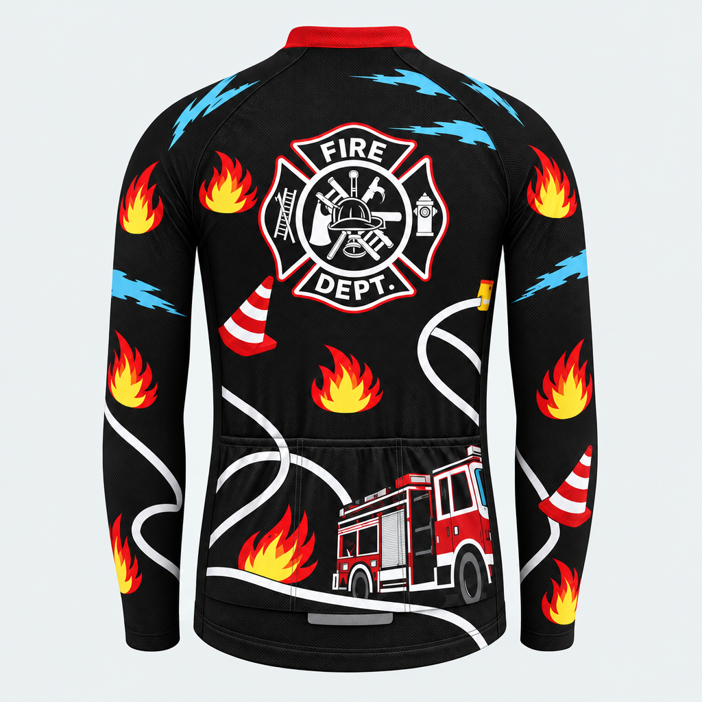 Men's Personalized Long Sleeve Cycling Jersey – US Firefighter Pride - Back