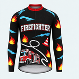 Men's Personalized Long Sleeve Cycling Jersey – US Firefighter Pride - Front