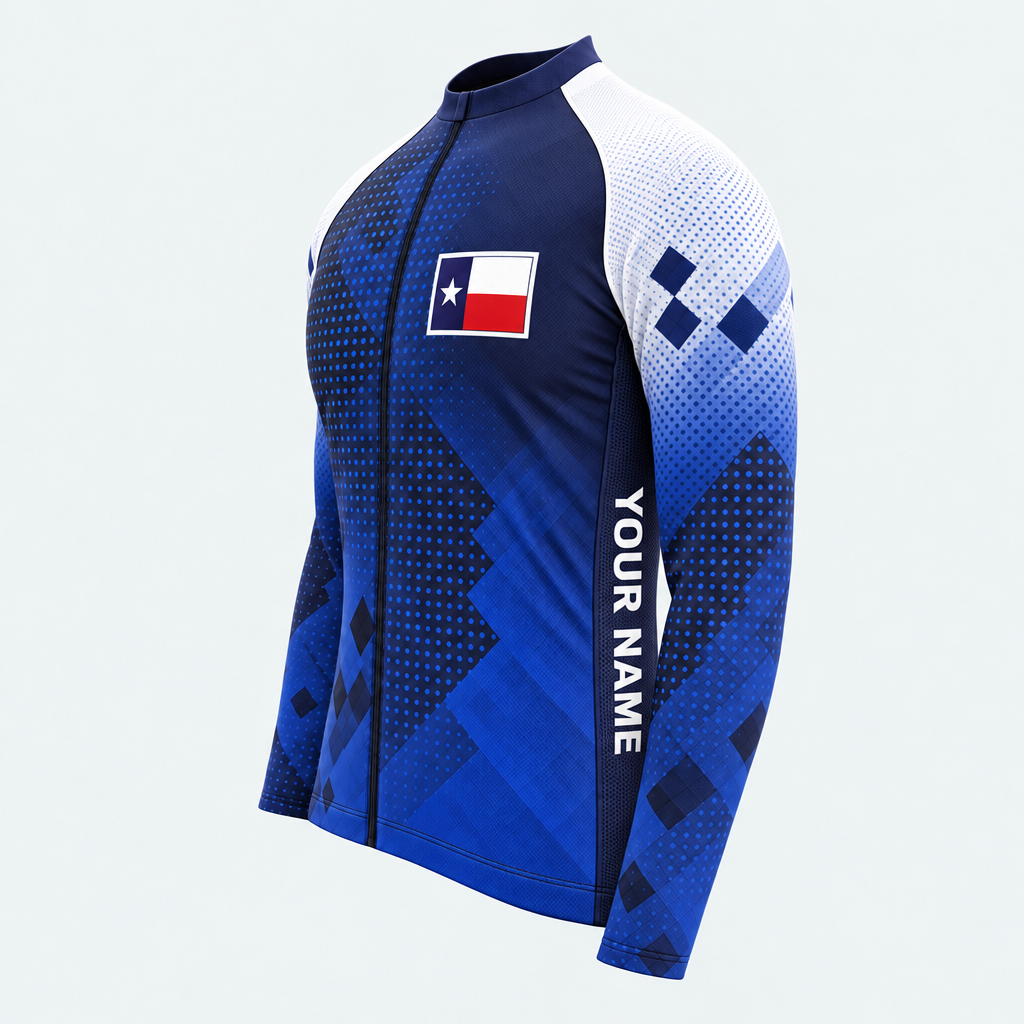 Men's Personalized Long Sleeve Cycling Jersey – Texas Flag Circuit - Side