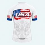 Men's Personalized Short Sleeve Cycling Jersey – US Patriotic Brush Flag - Back