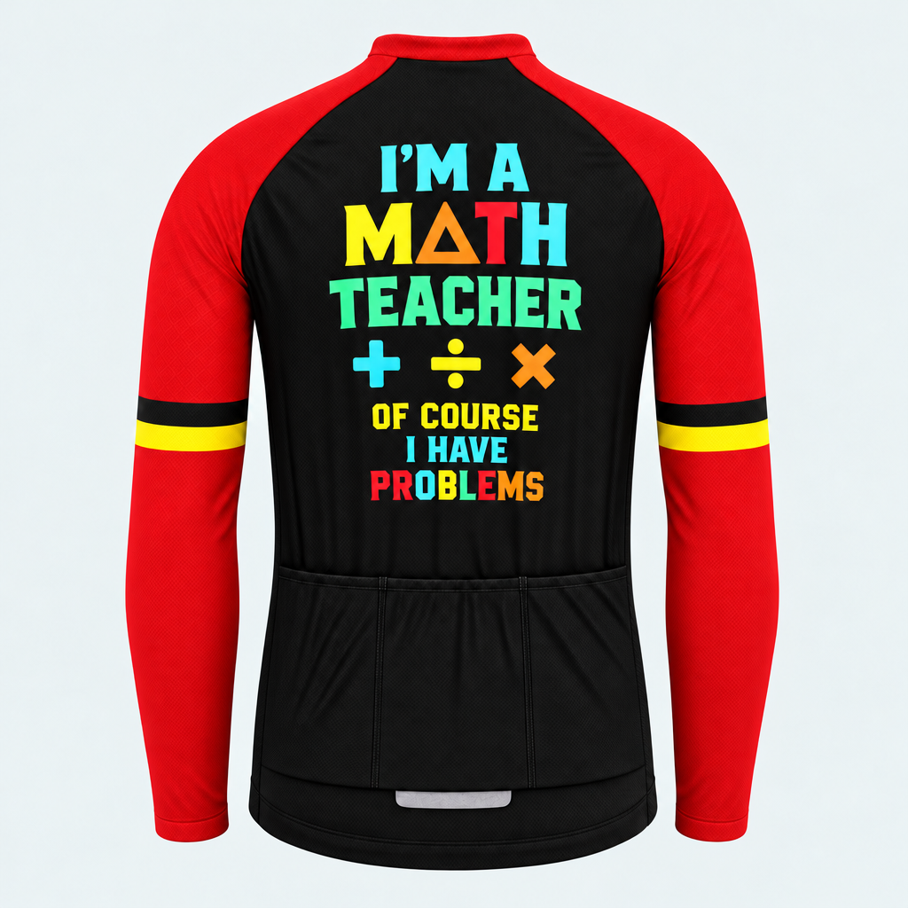 Men's Personalized Long Sleeve Cycling Jersey – Math Teacher I Have Problems - Back