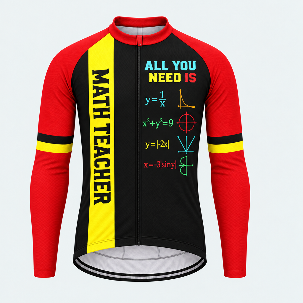 Men's Personalized Long Sleeve Cycling Jersey – Math Teacher I Have Problems - Front
