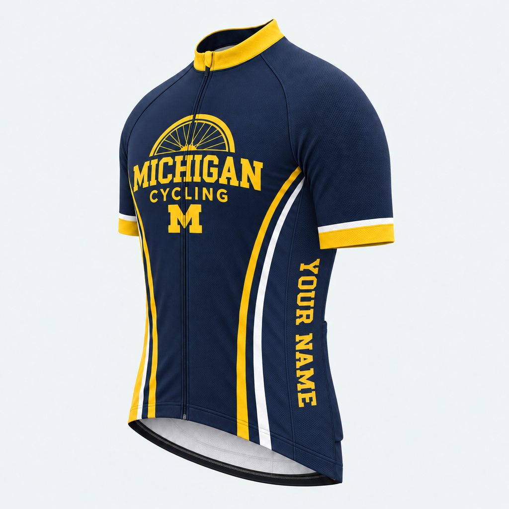 Men's Personalized Short Sleeve Cycling Jersey – Michigan Cycling - Front 45°