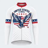 Men's Personalized Long Sleeve Cycling Jersey – US Patriotic Vintage Eagle - Front