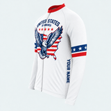 Men's Personalized Long Sleeve Cycling Jersey – US Patriotic Vintage Eagle - Side