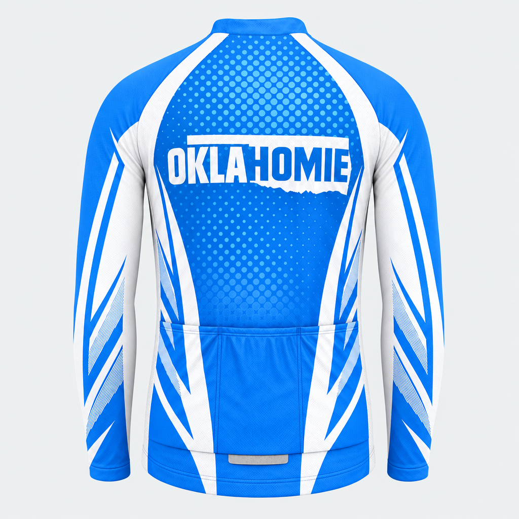 Men's Personalized Long Sleeve Cycling Jersey – Oklahoma OKLAHOMIE Badge - Back