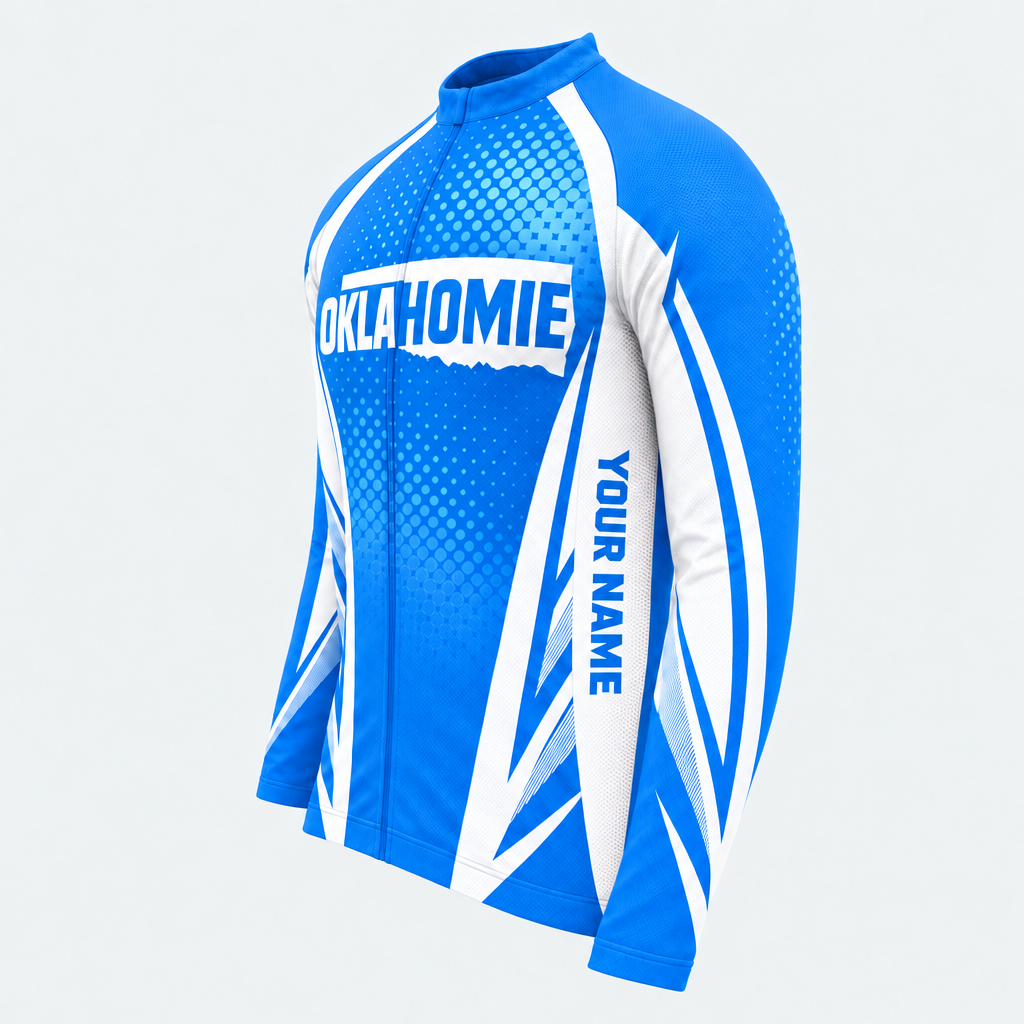 Men's Personalized Long Sleeve Cycling Jersey – Oklahoma OKLAHOMIE Badge - Side