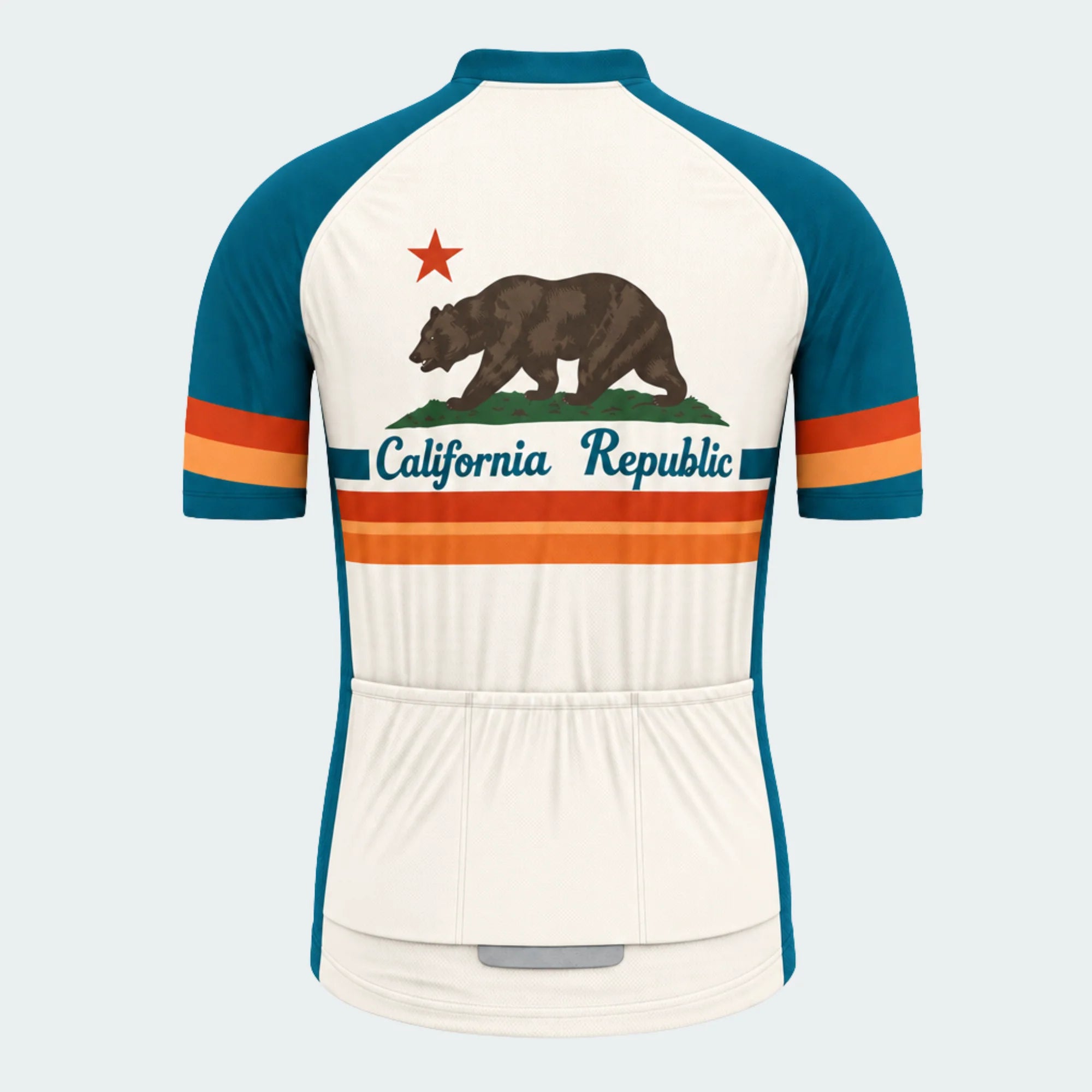Men's Personalized Short Sleeve Cycling Jersey – California Republic Stripes - Back