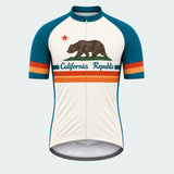 Men's Personalized Short Sleeve Cycling Jersey – California Republic Stripes - Front