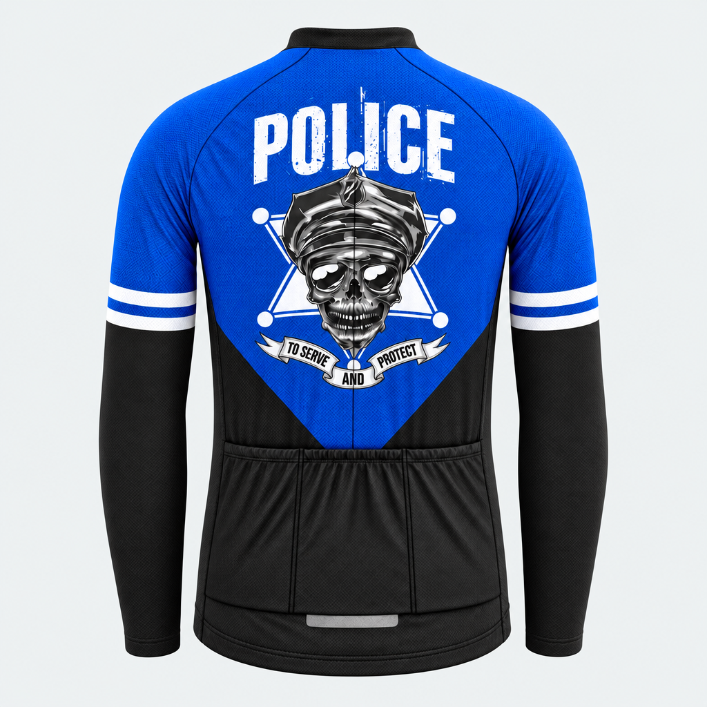 Men's Personalized Long Sleeve Cycling Jersey – Police Skull - Back