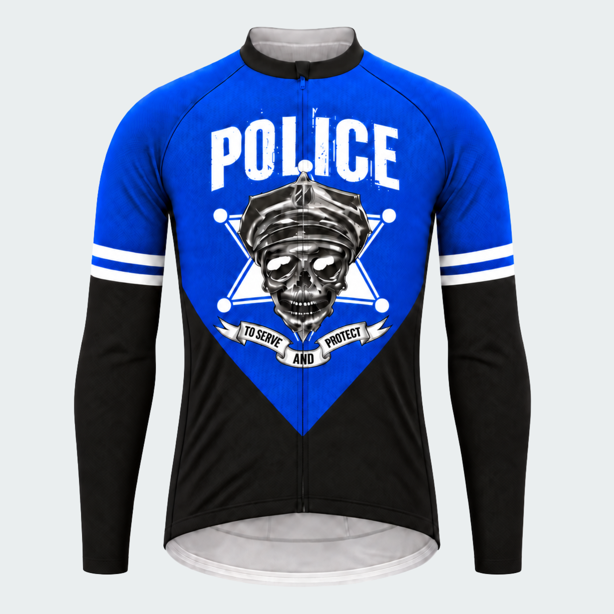 Men's Personalized Long Sleeve Cycling Jersey – Police Skull - Front