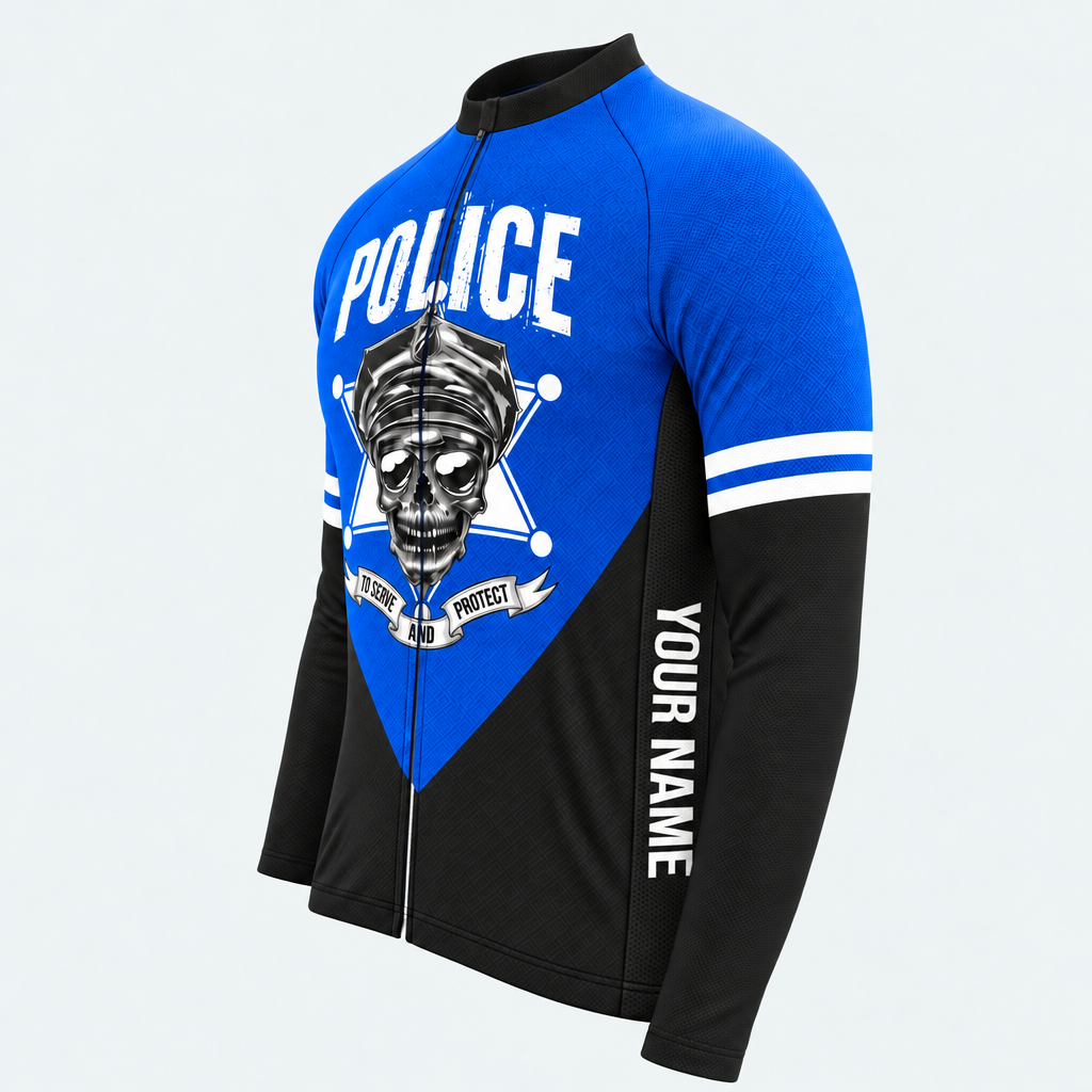 Men's Personalized Long Sleeve Cycling Jersey – Police Skull - Side