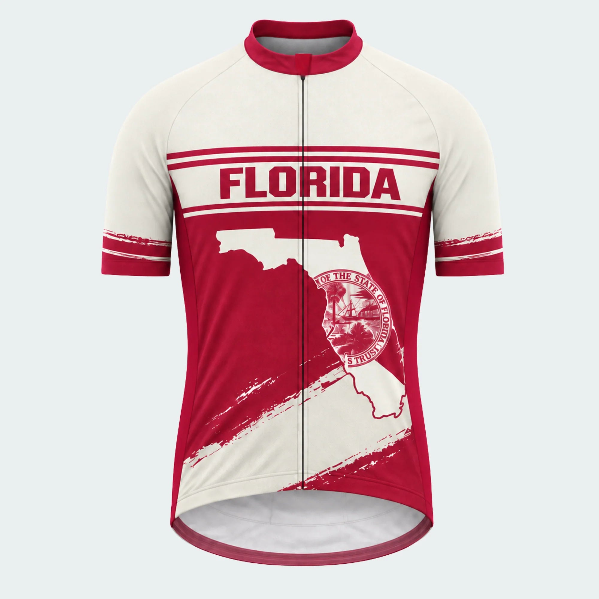 Men's Personalized Short Sleeve Cycling Jersey – Florida Heritage Map - Front