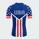 Men's Personalized Short Sleeve Cycling Jersey – US Patriotic Retro USA Cycling Jersey - Back