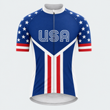 Men's Personalized Short Sleeve Cycling Jersey – US Patriotic Retro USA Cycling Jersey - Front