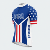 Men's Personalized Short Sleeve Cycling Jersey – US Patriotic Retro USA Cycling Jersey - Front 45°