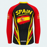 Men's Personalized Long Sleeve Cycling Jersey – Spain Brush Flag - Back