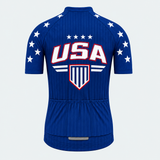 Men's Personalized Short Sleeve Cycling Jersey – US Patriotic Stars & Shield - Back