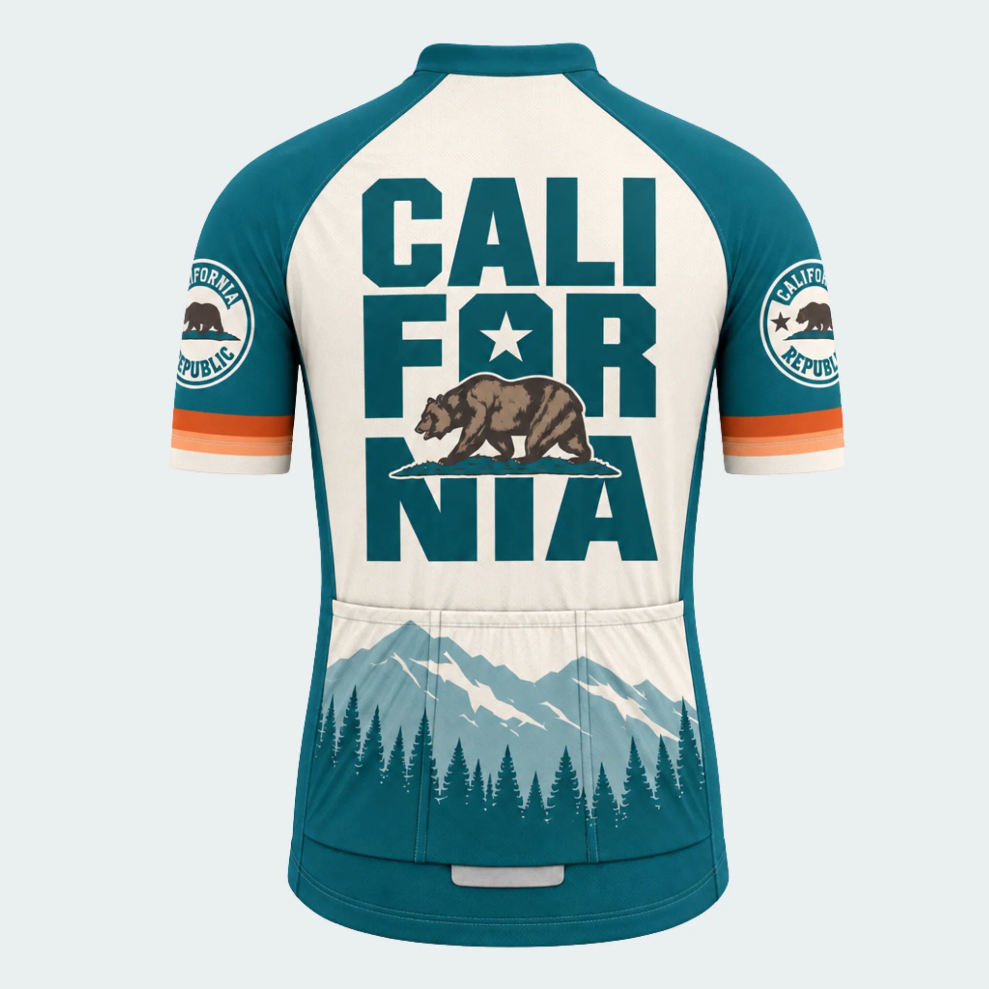 Men's Personalized Short Sleeve Cycling Jersey – California Republic Mountain - Back
