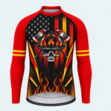 Men's Personalized Long Sleeve Cycling Jersey – US Firefighter To Hell and Back - Front