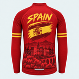 Men's Personalized Long Sleeve Cycling Jersey – Spain Bold Brush - Back