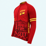 Men's Personalized Long Sleeve Cycling Jersey – Spain Bold Brush - Side