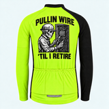 Men's Personalized Long Sleeve Cycling Jersey – Electrician Pullin Wire 'Til I Retire - Back