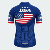 Men's Personalized Short Sleeve Cycling Jersey – US Patriotic Eagle Pride - Back