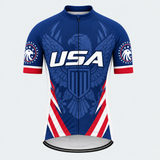 Men's Personalized Short Sleeve Cycling Jersey – US Patriotic Eagle Pride - Front