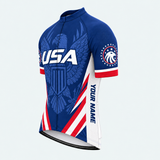 Men's Personalized Short Sleeve Cycling Jersey – US Patriotic Eagle Pride - Front 45°