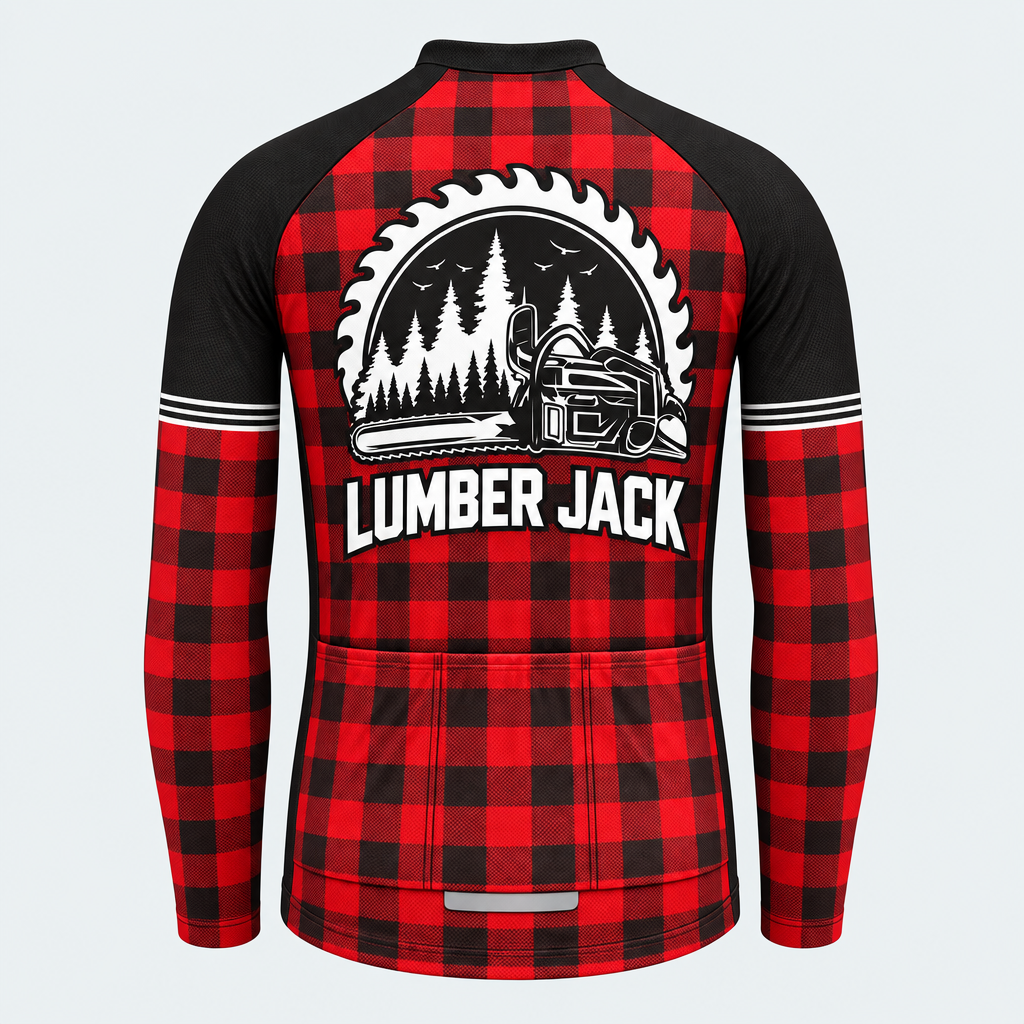 Men's Personalized Long Sleeve Cycling Jersey – Lumberjack Timber Crew - Back